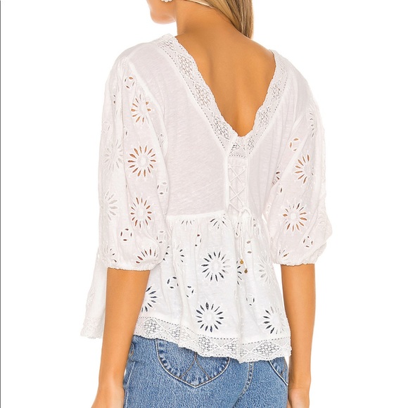 NEW FREE PEOPLE x REVOLVE Eyelet Crochet Blouse - Picture 3 of 5